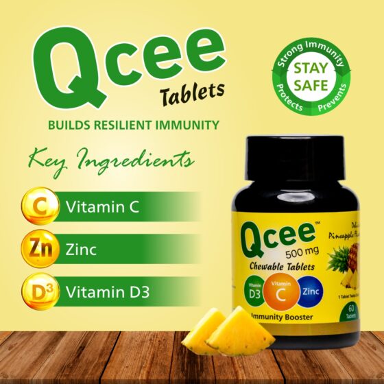 Qcee 500 mg Chewable Tablets (Pineapple) - Image 3