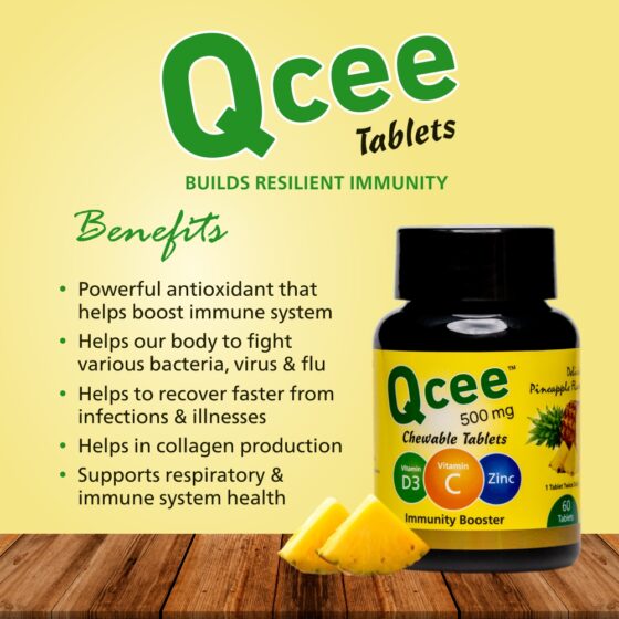Qcee 500 mg Chewable Tablets (Pineapple) - Image 4