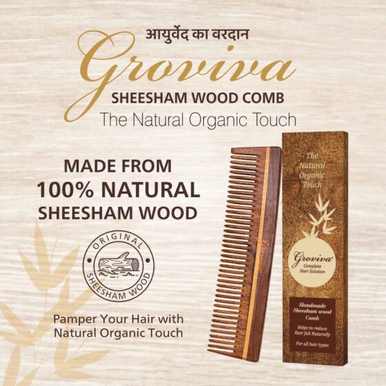 Groviva - Handmade Sheesham Wood Comb 13 FC - Image 2