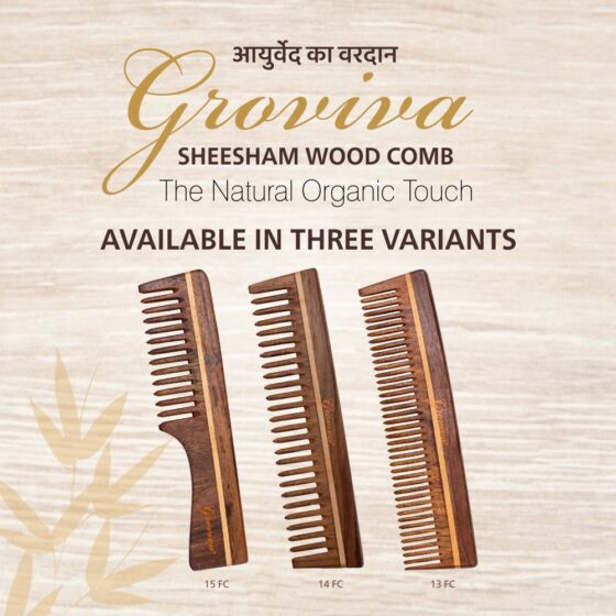 Groviva - Handmade Sheesham Wood Comb 13 FC - Image 3