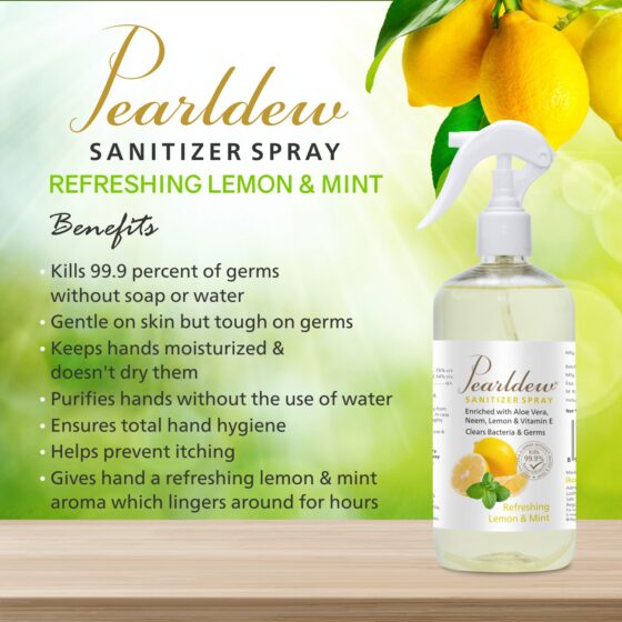 Pearldew Hand Sanitizer (Spray) Refreshing Lemon & Mint 500 ml - Image 5